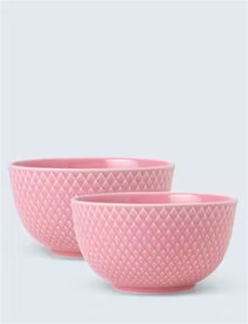 2 rosa skåle fra Lyngby Porcelæn & 3 nr. af Boligliv