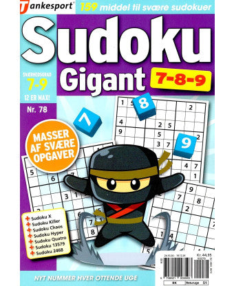 Sudoku Gigant 7-8-9 - Giv som gave